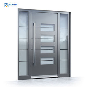 Porta d'Ingresso di Sicurezza in Fibra di Vetro e Acciaio Inox, Design Italiano di Lusso Moderno, Antifurto, con Vetro e Perno in Legno - Product Image 6