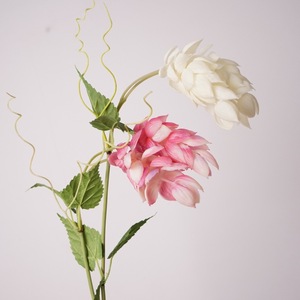 Vigne de chouignons artificielle 60 cm en caoutchouc souple, 2 têtes de fleurs roses et blanches, pour décoration de mariage, décoration intérieure, accessoires de photographie en extérieur - Product Image 1