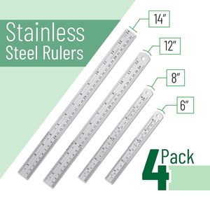 Règles en acier Bview Art 6, 8, 12, 14 pouces, non pliables, lot <span class=keywords><strong>de</strong></span> 4 - Product Image 2