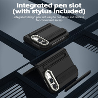 Étui de protection pliable pour iPhone DUO 18 Fold avec film en verre trempé, support béquille, sangle de téléphone, charnière et fente pour stylet