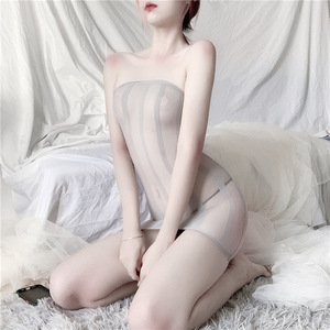 Women's <strong>Sexy</strong> Elastic <strong>Transparent</strong> Conjoined Net Underwear Open Crotch Pajamas Silk Stockings Lace New Naked Back Design - Product Image 6