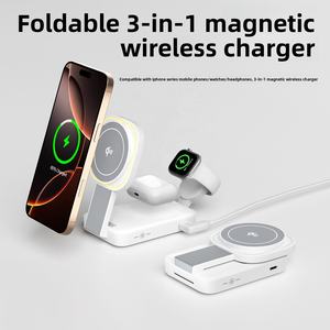 <span class=keywords><strong>Chargeur</strong></span> sans fil magnétique 3-en-1 Qi2 certifié QC4.0 15W pour téléphones, écouteurs et montres – Station de charge magnétique compatible - Product Image 5