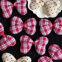 Pita Busur Mengembang Siap Pakai Grosir untuk Aksen Pegangan Buket Bunga Segar, Dekorasi Bunga Tartan Buatan Tangan