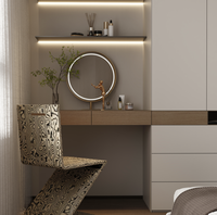 Nouvelle table de toilette sur mesure et durable de l'usine avec un design de panneau dans un style bois moderne pour la chambre à coucher, meubles d'appartement