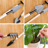 Ensemble d'outils de jardinage SUNSHINE Mini, 3 pièces, kit de jardinage avec pelles et râteau, manche en bois durable, parfait pour les plantes en pot
