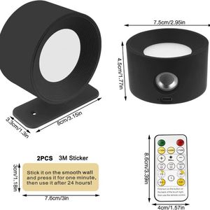 Thay Đổi Độ Sáng Pin Hoạt Động Xoay Không Dây Từ Tường Đèn Treo Tường Có Thể Sạc Lại Đèn Tường Không Dây Ánh Sáng Cho Đọc Sách Nghiên Cứu Cạnh Giường Ngủ - Product Image 3