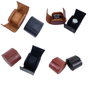 Estuche Enrollable <span class=keywords><strong>de</strong></span> Lujo para Reloj Individual en Polipiel Marrón o Negro con Logotipo Personalizado, <span class=keywords><strong>Caja</strong></span> Organizadora para Viaje y Almacenamiento - Product Image 1