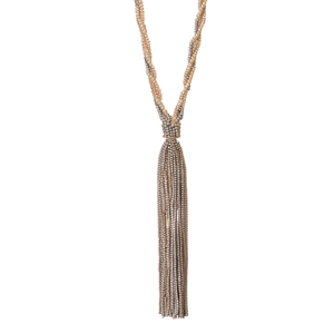 Collier de mode perlé en acier inoxydable 316L plaqué or PVD, durable et résistant, avec long pompon - Product Image 2