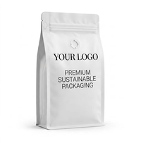 Sacs à café à fond plat personnalisés avec logo, 500g 1kg, en aluminium, scellés sur huit côtés avec valve de dégazage unidirectionnelle pour torréfacteurs