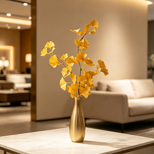 Branche de feuille de <span class=keywords><strong>Ginkgo</strong></span> jaune hautement réaliste, fausse feuillage d'automne, <span class=keywords><strong>tige</strong></span> de verdure pour la décoration de meubles modernes, de halls d'exposition et de vases - Product Image 6