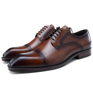 รองเท้าหนังแท้ผู้ชายแบบอ็อกซ์ฟอร์ด ทำมือ กันน้ำ เหมาะสำหรับงานแต่งงาน ธุรกิจ งานทางการ และใส่ลำลอง สายรัดกันลื่น - Product Image 1
