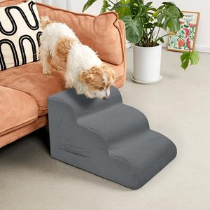 Mesa Lemon Hundetreppe 3-Stufig Keilförmig Hochdichter Schaumstoff Wasserdicht Abnehmbarer Waschbarer Bezug für Kleine Hunde Betten/Sofas/Auto - Product Image 2