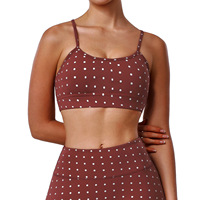 Sujetador Deportivo de Yoga con Estampado de Puntos, de Spandex y Nailon, con Efecto Push-Up, Absorción de Impactos y Soporte Alto, para Correr, Gimnasio y Fitness