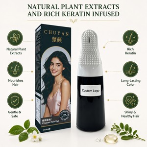 Tinte de Cabello en Crema Herbal Negro Jet OEM con Aplicador de Cepillo y Peine, Coloración Instantánea para Canas - Product Image 1
