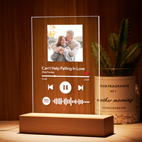 Plaque lumineuse LED personnalisée avec support, veilleuse musicale sur mesure, cadeau d'anniversaire ou de Saint-Valentin pour lui ou elle, chanson Spotify