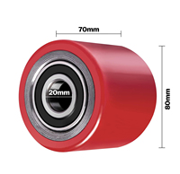 Roulettes de remplacement robustes en PU à noyau en fer pour chariot à palettes, roues à roulement à billes de 80 mm, sans frein inclus