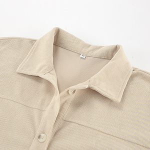 Pour OOTN 2024 dames Beige chemise décontractée Simple mode à manches longues simple boutonnage Blouse bouton décoration avant pour un <span class=keywords><strong>usage</strong></span> de bureau - Product Image 6