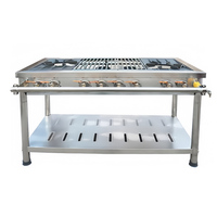 Fabricant professionnel commercial cuisinière à gaz plate un grand quatre petits brûleurs cuisinière à gaz à dessus plat cuisinière à gaz commerciale