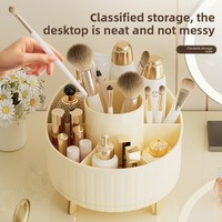 Organisateur de cosmétiques de bureau rotatif multifonctionnel en plastique grande capacité avec séparateurs amovibles, design moderne et minimaliste pour rouges à lèvres