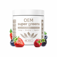Poudre de Super Aliments Verts avec Probiotiques et Enzymes pour la Santé Digestive - 30 Portions (Adulte)