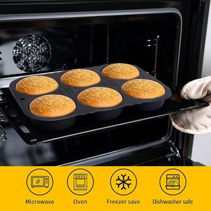 Moule <span class=keywords><strong>à</strong></span> <span class=keywords><strong>pain</strong></span> <span class=keywords><strong>à</strong></span> <span class=keywords><strong>hamburger</strong></span> en silicone, antiadhésif et résistant <span class=keywords><strong>à</strong></span> la chaleur, 6 cavités, pour pains <span class=keywords><strong>à</strong></span> <span class=keywords><strong>hamburger</strong></span> faits <span class=keywords><strong>maison</strong></span> - Product Image 2
