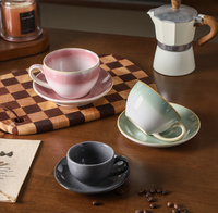 Rétro tasses grès Jumbo Latte tasses réactive glaçure tasse à café en céramique avec sauce pour bureau et maison