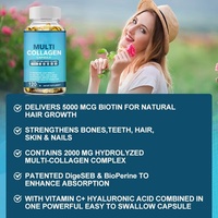 Capsules de collagène multiples, 5 types de collagène en gélules souples, complément alimentaire avec biotine pour la peau, les cheveux, les ongles et le soutien des articulations