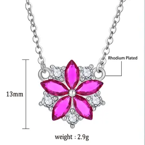 Neues 925 Silber 5A Zirkon Schneeflocken-Ohrring Halskette Damenluxus kleine Blumen Daisy-Blütenhalskette Hochzeitsschmuck-Set