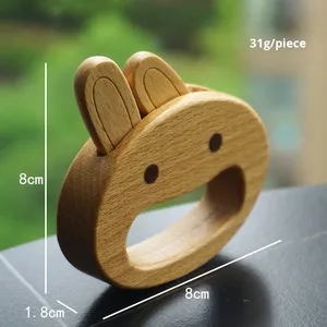 Wooden Inflatable Rabbit <strong>Rattle</strong> with Clear Sound to Exercise <strong>Baby</strong> Finger Grip Strength Toy - Product Image 4