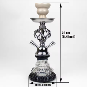 Kleines Tragbares Komplettes Glas-Shisha-Zubehör Set mit Einzel- oder Doppelschlauch – Arabische Shisha - Product Image 4