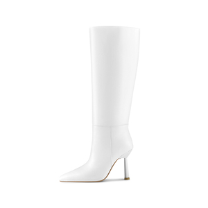 WETKISS OEM <span class=keywords><strong>Bottes</strong></span> longues à talons hauts pour femmes, <span class=keywords><strong>bottes</strong></span> en PU blanc pur, <span class=keywords><strong>bottes</strong></span> mi-cuisses sexy à bout pointu, <span class=keywords><strong>bottes</strong></span> à talons aiguilles pour la vente en gros - Product Image 2
