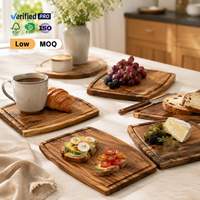 Ensemble d'assiettes à dîner en bois courbé artisanal de qualité supérieure, plateau esthétique en bois d'acacia pour sushis, apéritifs et charcuterie