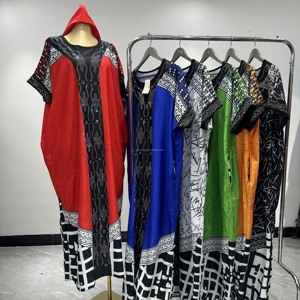 Robe longue élégante pour femme, manches courtes, imprimé décontracté, dernière collection, couleur claire, ornée de strass, style africain, pour soirée, 2026 - Product Image 5