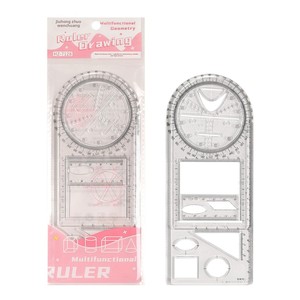 Set di Righelli Geometrici Multifunzionali in Plastica <span class=keywords><strong>per</strong></span> Scuola Elementare e Media/Superiore, Strumento di Disegno Matematico, Set con Goniometro e Compasso - Product Image 1