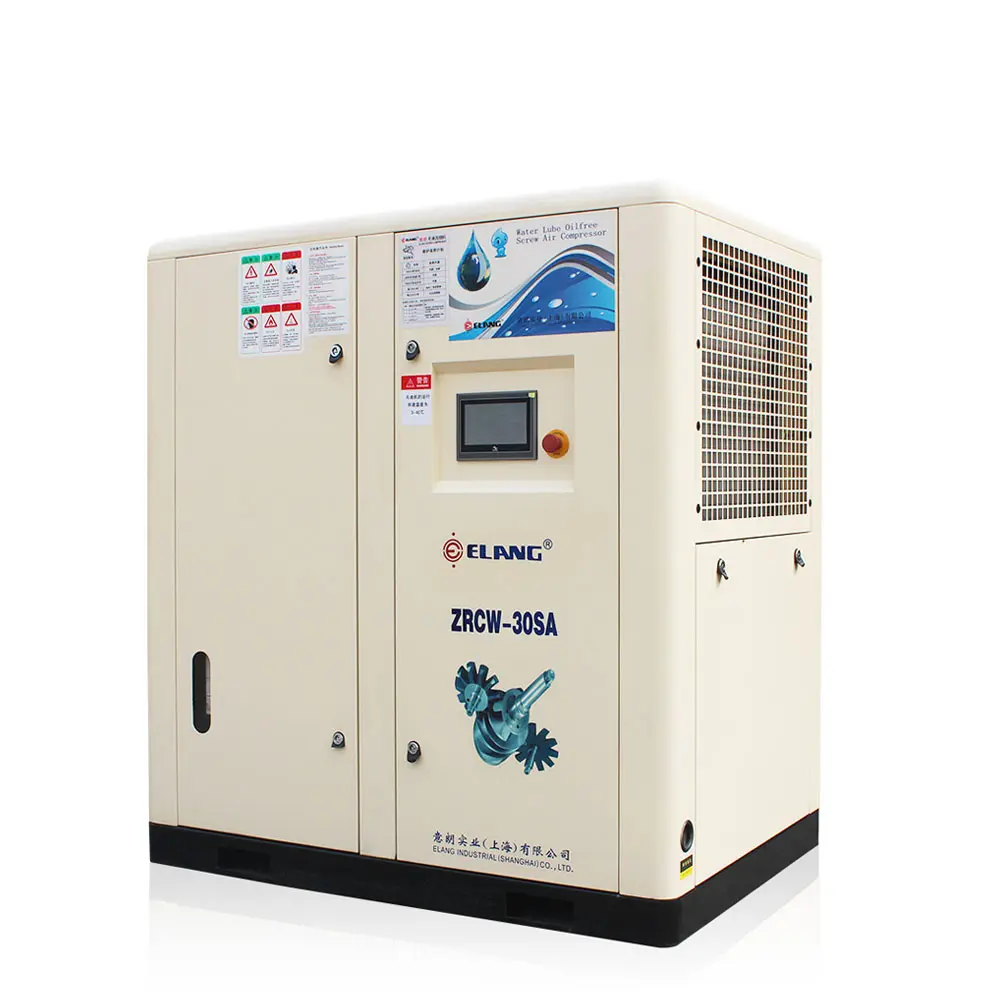 Compressor de ar de parafuso de lubrificação de água 30HP 10 Bar baixo ruído óleo livre