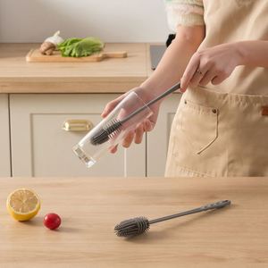 Household Multifunctional Silicone Long Handle TPR Grip Cup Teapot <b>Bottle</b> Cleaning <b>Brush</b> - Product Image 2