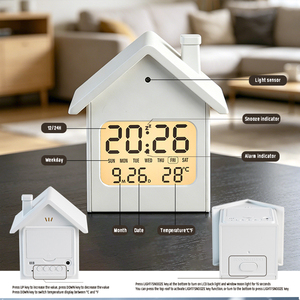 <span class=keywords><strong>Reloj</strong></span> Despertador Digital con Forma <span class=keywords><strong>de</strong></span> <span class=keywords><strong>Casa</strong></span>, Luz Nocturna, Temperatura, Fecha, Función Snooze, 12/24H, USB, Batería, para Dormitorio Infantil ET555 - Product Image 3
