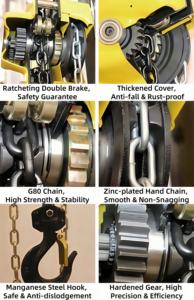 Palans à chaîne manuels Baoshili Vd, petits palans à chaîne métalliques de 10 <span class=keywords><strong>tonnes</strong></span> avec pignon - Product Image 5