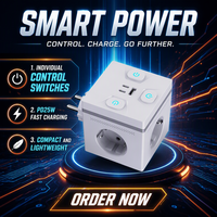 Prise cube standard européenne, nouveau design avec interrupteur indépendant, USB-A et 2 ports TYPE-C PD25W à charge rapide, compacte