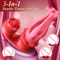 G-Punkt Zungen-Rosen-Vibrator 7 Frequenzen USB-Aufladbar Wasserdicht Latex-Material-Nippel/Klitoris/Stimulator für Frauen