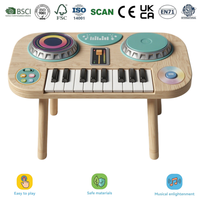 认证木制 DJ 钢琴桌玩具互动二合一音乐桌带灯光键盘早教感官活动桌