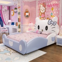 Lit pour enfants au design moderne 2026, rembourré en cuir souple, avec barrière de sécurité française