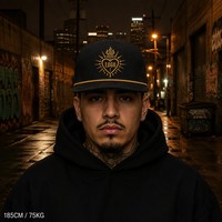Casquette de baseball personnalisée avec broderie Old English, 5 panneaux, visière incurvée, style Dad Hat, streetwear urbain West Coast, vente en gros, faible MOQ