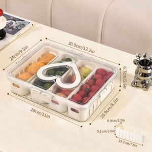 Kitchen Portable <b>Plastic</b> Spice & Snack <b>Storage</b> <b>Container</b> with Clear Divided 8-Compartment Eco-Friendly Serving Tray Lid & Handle - Product Image 4