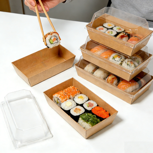 กล่องอาหารย่อยสลายได้เกรดอาหาร กล่องกระดาษบรรจุภัณฑ์อาหาร กล่องชาร์กูเตอรี กล่องซูชิ กล่องอาหารแบบนำกลับบ้าน ถาดซูชิทำจากเยื่อกระดาษรีไซเคิล - Product Image 3