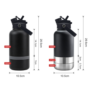 Bouteille thermique 2 en 1 de couleur avec logo personnalisé bouteille d'eau isolée sous vide en acier inoxydable pour chien avec gamelle de rangement pour chien - Product Image 4