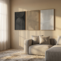 Ensemble de tableaux muraux en toile faits à la main de style Wabi Sabi moderne pour la décoration de salon