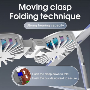 Double Cooling Fan Multi Function Folding Laptop <b>Holder</b> Stand <b>Tablet</b> PC Vacuum Magnetic Aluminum Alloy Bracket Desktop Notebook - Product Image 4