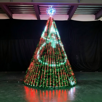 Grand arbre de Noël LED 3D géant en CEDER avec 1000-1500 lumières, branches pliables, effet lumineux dynamique, structure métallique géante sur pied