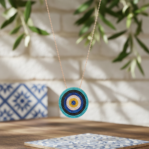 Pendentif à breloque rond en argent 925, forme ronde, pierre Nano Turquoise, Design turc, vente en gros - Product Image 3